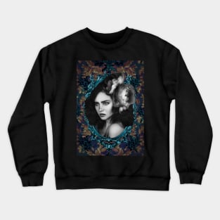 Grey Flower Eclectic Digital Fine Artwork Ladies Floral Art Beautiful Girls Crewneck Sweatshirt